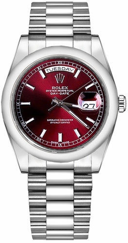 Rolex Day-Date 36 Cherry Red Dial Platinum