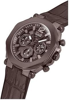 Montre GUESS multifonction US Homme Cuir Marron