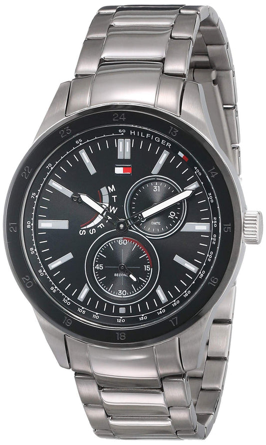 Montre Tommy Hilfiger Austin avec cadran noir et bracelet en acier argenté pour homme - 1791639