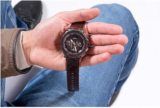 Montre GUESS multifonction US Homme Cuir Marron