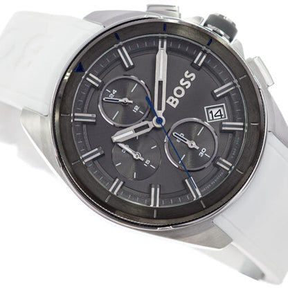 Montre chronographe à cadran gris avec bracelet en silicone blanc