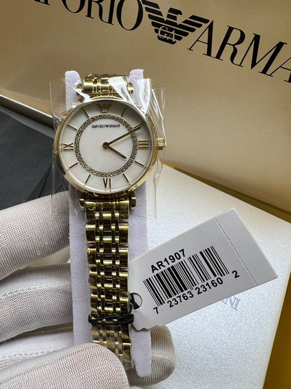 Montre à deux aiguilles en acier inoxydable doré pour femme Emporio Armani AR1907