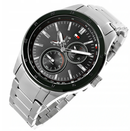 Montre Tommy Hilfiger Austin avec cadran noir et bracelet en acier argenté pour homme - 1791639