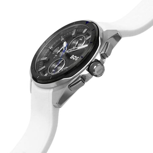 Montre chronographe à cadran gris avec bracelet en silicone blanc