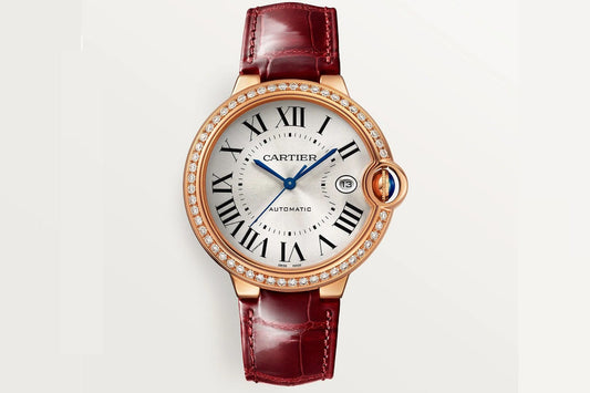 BALLON BLEU CUIR BORDEAU GOLD WHITE SERTIE