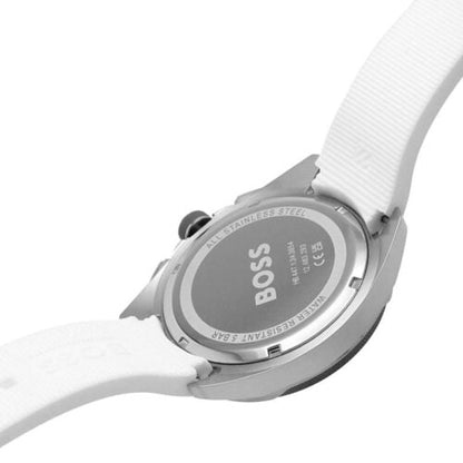 Montre chronographe à cadran gris avec bracelet en silicone blanc