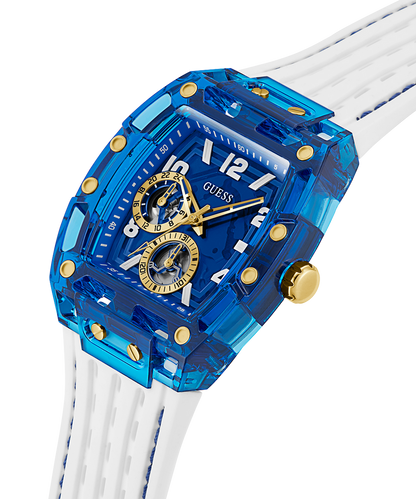 Montre multifonction GUESS pour homme blanche et bleue