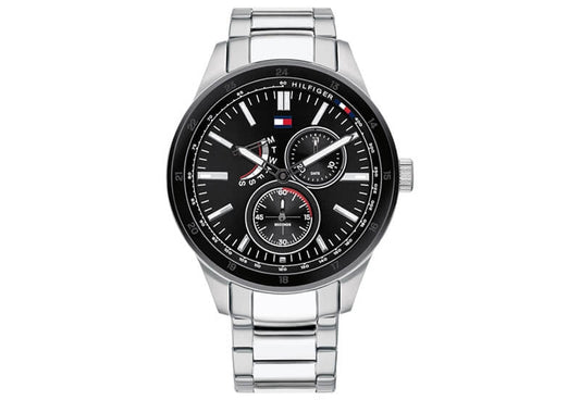 Montre Tommy Hilfiger Austin avec cadran noir et bracelet en acier argenté pour homme - 1791639
