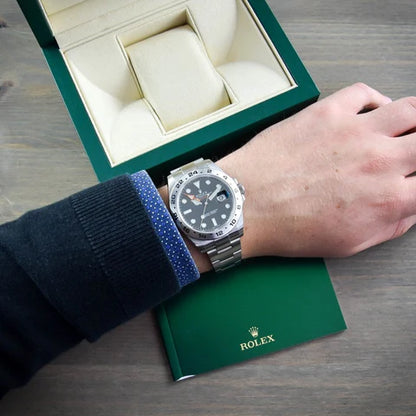 Rolex Explorer II Black Dial Orange Hand Steel