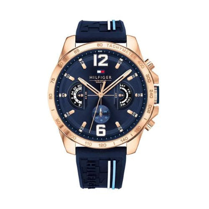 Tommy Hilfiger Decker 1791474 Boitier or rose bracelet en silicone bleu