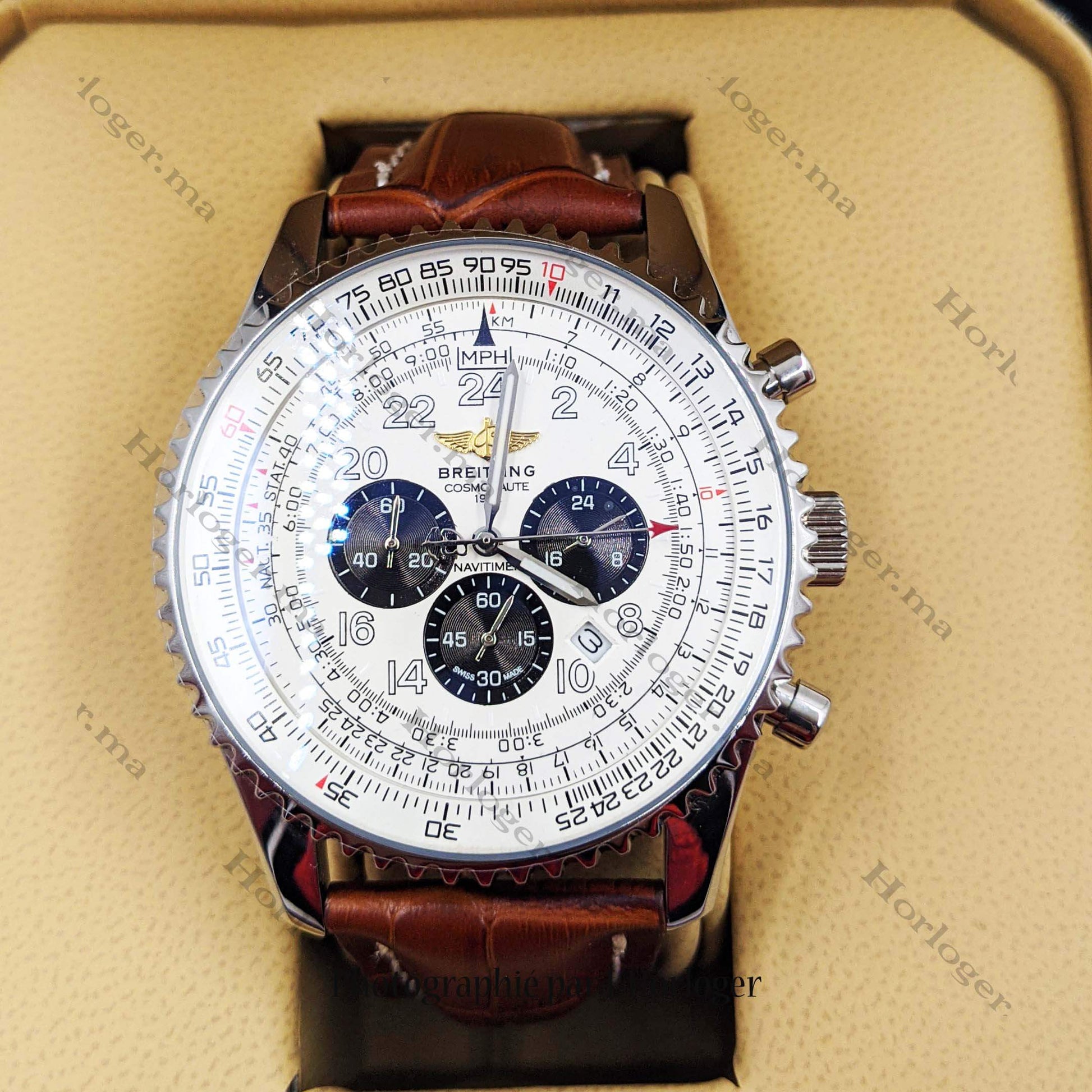Breitling Navitimer Panda Brown Leather